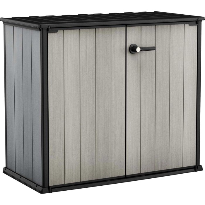 Armadio da esterno Tepro Patio Store, 1000 l, grigio/nero, con doppia anta e maniglia.