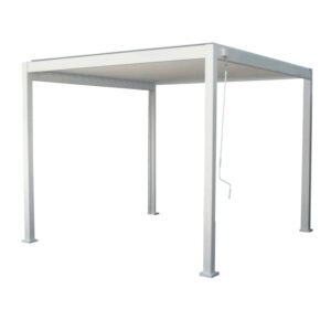 Gazebo t.b.t. quadrato grigio con manovella per aprire e chiudere il tetto.