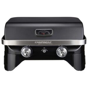 Barbecue a gas nero Campingaz con indicatore di temperatura.