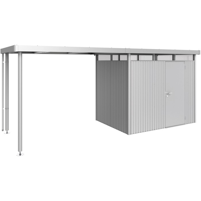 Biohort Tetto Laterale Misura L, Argento-Metallizzato, estensione per casetta HighLine H2 con pluviale.