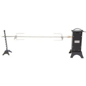 Set girarrosto per barbecue a carbonella, con motore e supporto.