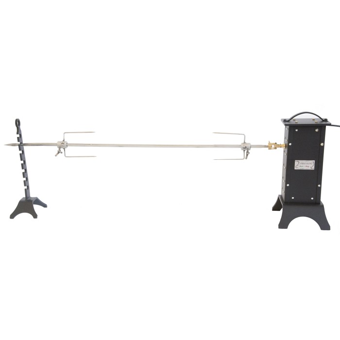 Set girarrosto per barbecue a carbonella, con motore e supporto.
