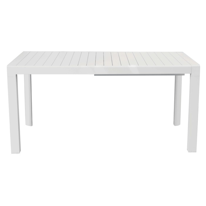 Tavolo da giardino bianco t.b.t. con design a listelli per esterni.