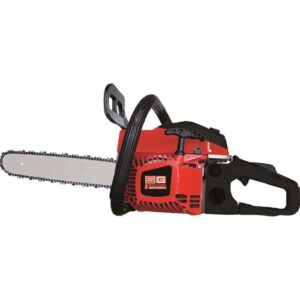 Motosega rossa t.b.t. per lavori di giardinaggio.