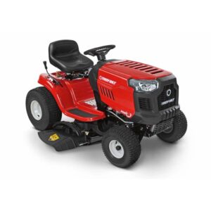 Trattorino tagliaerba Troy-Bilt Pony 92 T-S Select rosso con scarico laterale.