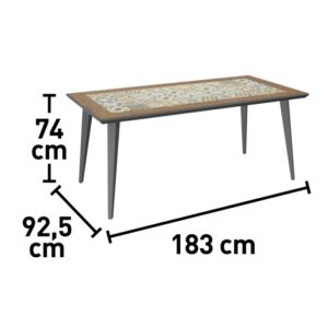 Immagine del tavolo da giardino t.b.t. con dimensioni.