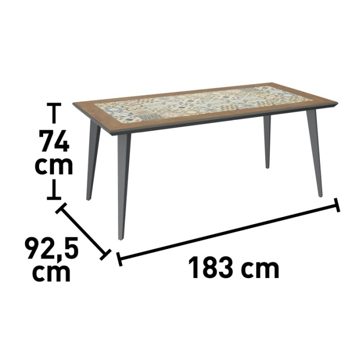Immagine del tavolo da giardino t.b.t. con dimensioni.