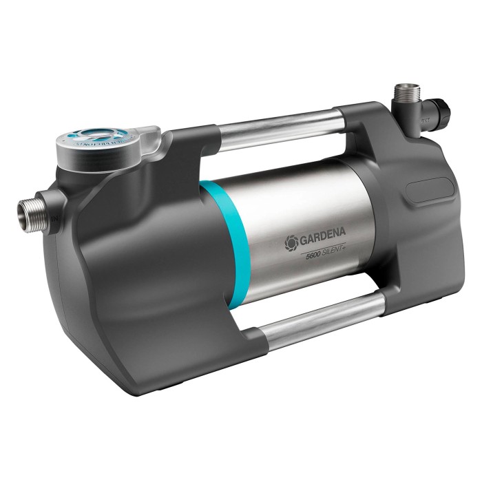Pompa da giardino Gardena 5600 Silent+ con corpo in acciaio inox per irrigazione.
