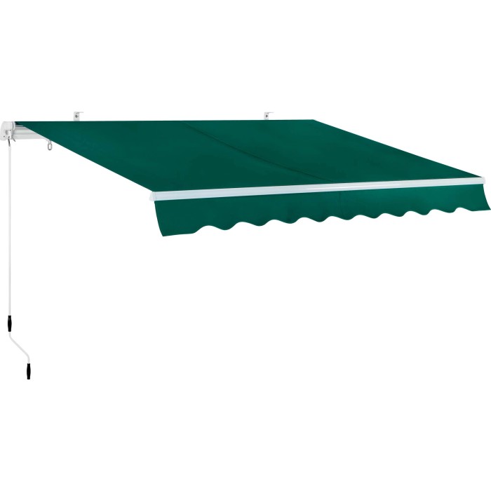 Tenda da sole a braccio verde t.b.t. per terrazzi e balconi, con manovella.