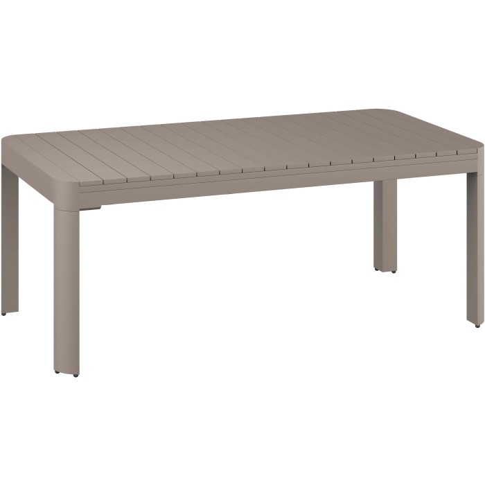 Tavolo da giardino rettangolare t.b.t. color tortora con piano a listelli.