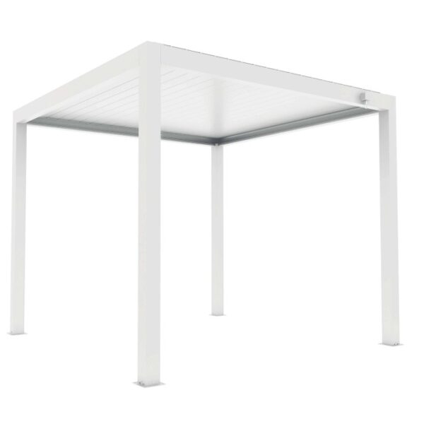 Pergola bioclimatica Atena in alluminio palo 12 4x4xH2,5 m bianco