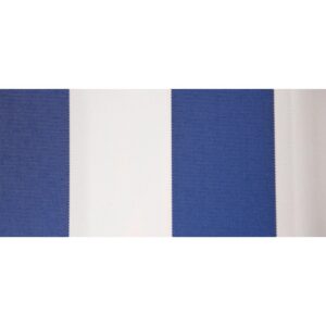 Dettaglio di una t.b.t. Tende da sole a righe blu e bianche.