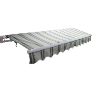 Tenda da sole t.b.t. a strisce per la protezione solare in terrazza.