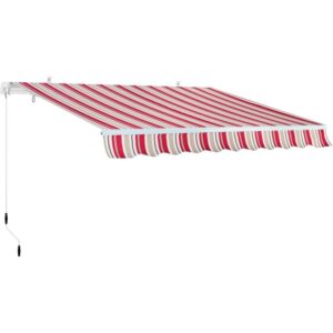 Tenda da sole t.b.t. a strisce bianche e rosse con manovella.