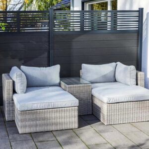 Salotto da giardino Olea in polyrattan sabbia 3 posti