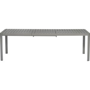 Tavolo da giardino t.b.t. grigio con design a listelli per esterni.
