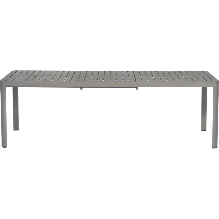 Tavolo da giardino t.b.t. grigio con design a listelli per esterni.