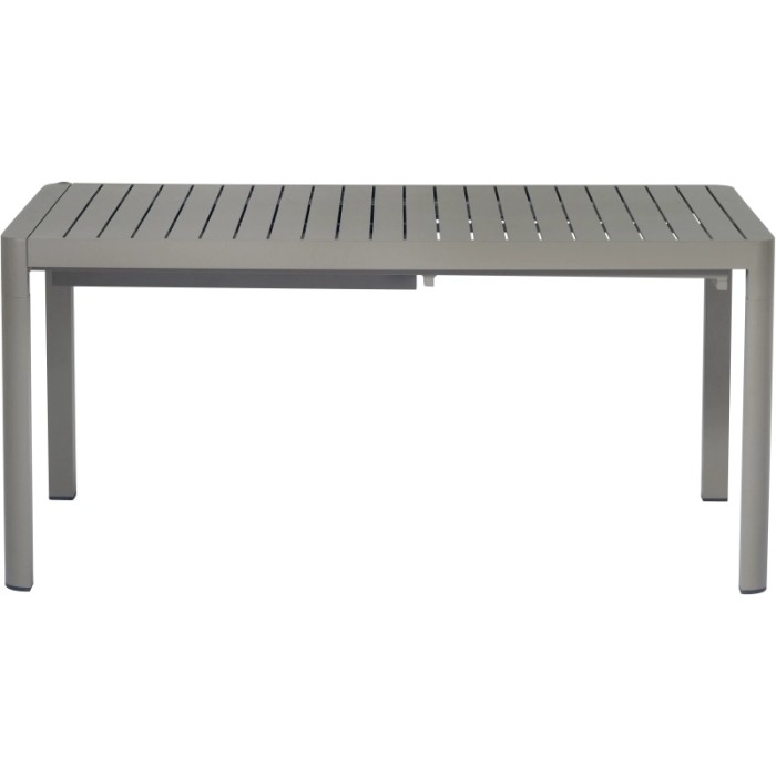 Tavolo da giardino t.b.t. grigio con piano a listelli.