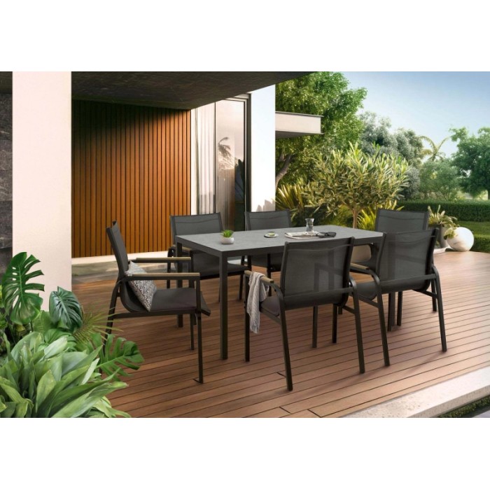 Tavolo da giardino Kulina antracite 150x90x75 cm