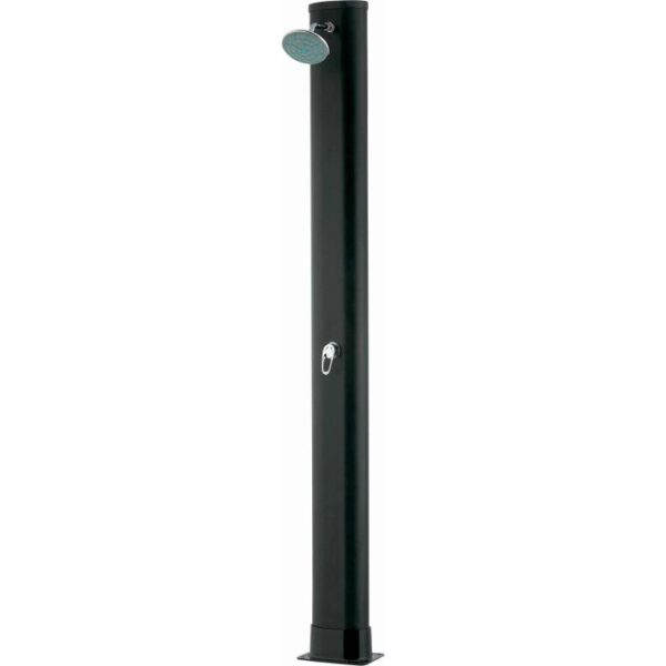 Doccia solare Gre in PVC nero con serbatoio da 30 l e soffione. Ideale per giardino e piscina.