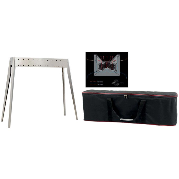 t.b.t. Barbecue a carbonella con borsa e schema.
