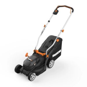 Tagliaerba a batteria Worx WG733E con larghezza di taglio 33 cm, ideale per piccoli giardini.