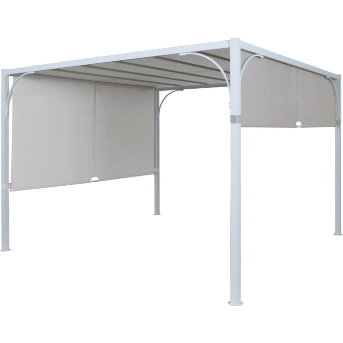Pergola in acciaio Tilcara con tetto scorrevole L298xP298xH210 cm beige