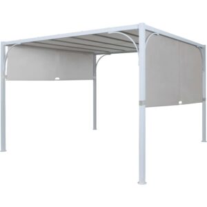 Pergola in acciaio Tilcara con tetto scorrevole L298xP298xH210 cm beige