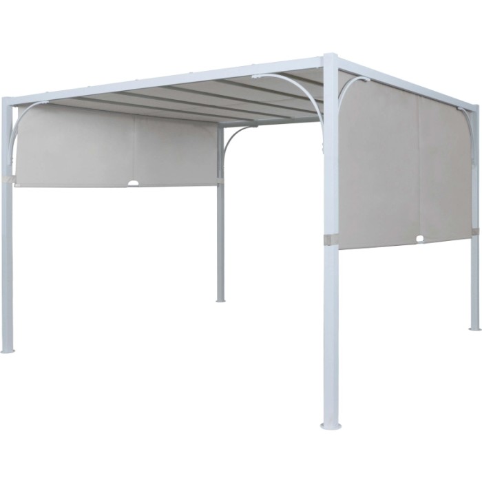 Pergola in acciaio Tilcara con tetto scorrevole L298xP298xH210 cm beige
