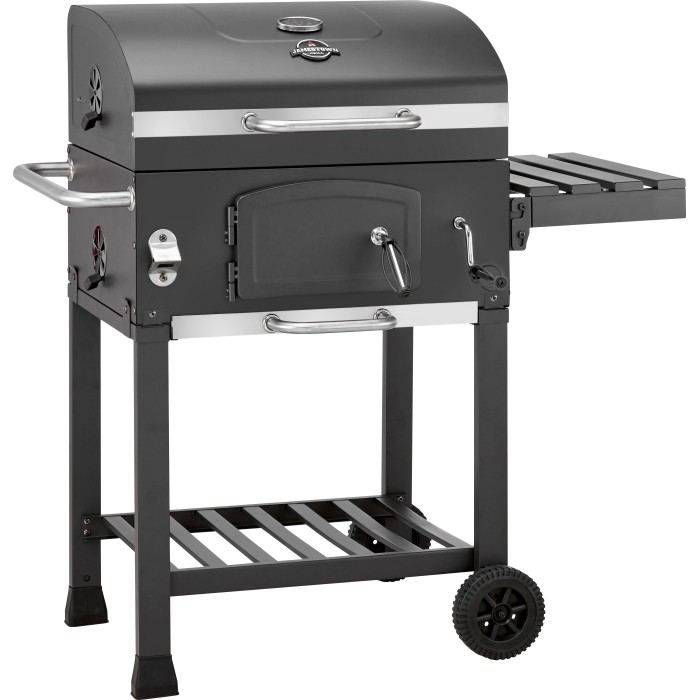 Jamestown Jaxon barbecue a carbone con griglia modulare e ripiano.
