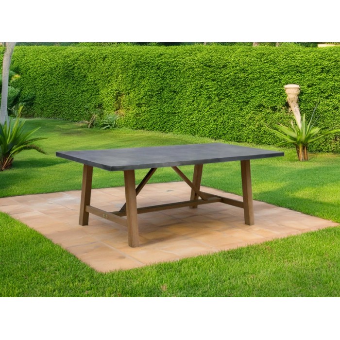 Tavolo da giardino Garey in poliresina e legno di eucalipto 220x100xH74 cm