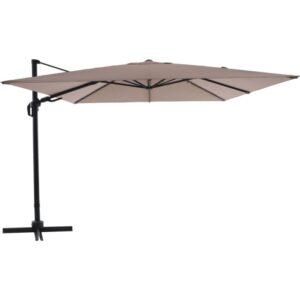 Ombrellone a braccio Bonbeach beige, 299 cm, con manovella e struttura nera.