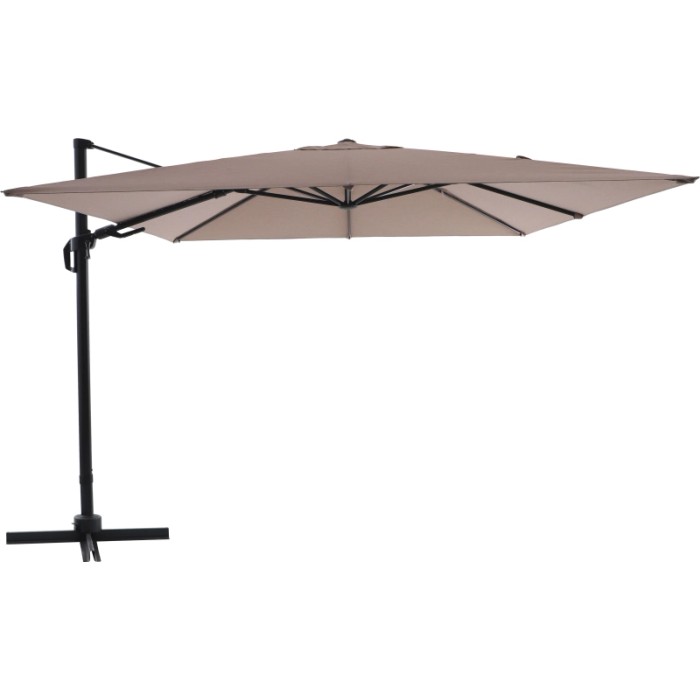 Ombrellone a braccio Bonbeach beige, 299 cm, con manovella e struttura nera.