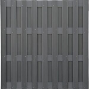 Pannello frangivista WPC antracite, 180x180cm, per giardino o terrazzo.