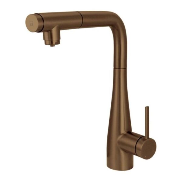 Miscelatore cucina con bocca estraibile bronzo
