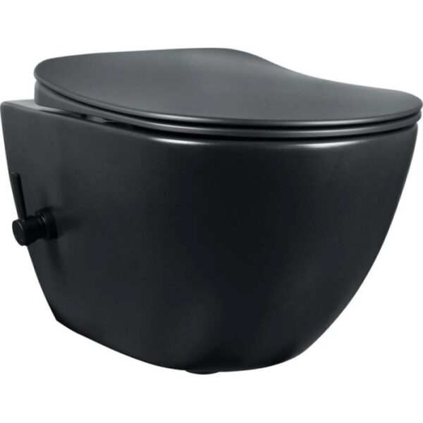 WC sospeso Artemides con funzione bidet miscelatore 37x35 cm nero opaco