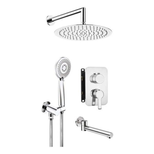 Kit doccia a scomparsa Rodas soffione Ø25 cm cromo con bocca per vasca