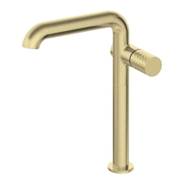 Miscelatore lavabo Iguará alto con bocca rettangolare oro spazzolato