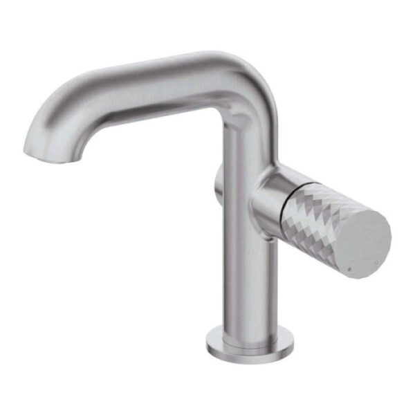 Miscelatore lavabo Iguará con bocca rettangolare acciaio spazzolato