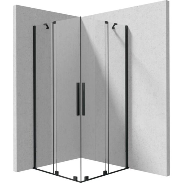 Cabina doccia quadrata Cabaiguán Idrostile vetro trasparente 800x1950 mm nero