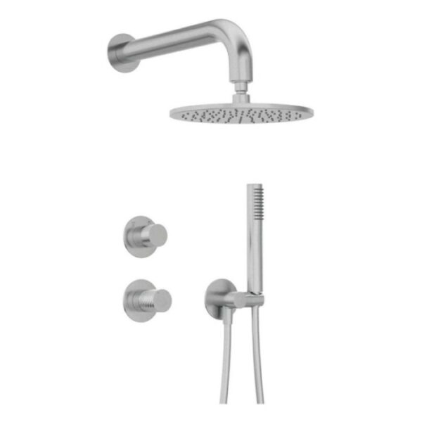 Set doccia a scomparsa con soffione doccia ø250 mm Iguará acciaio spazzolato