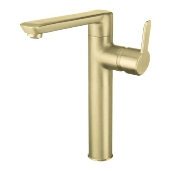 Miscelatore lavabo Rodas alto oro spazzolato H80 L275 P425 mm