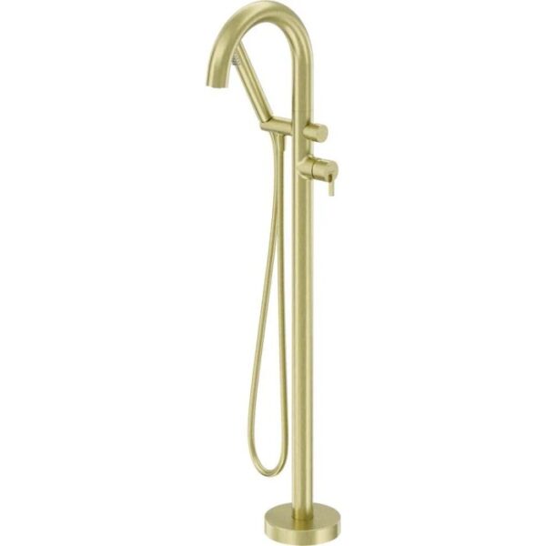 Rubinetto per vasca da terra con doccetta Limonar oro spazzolato