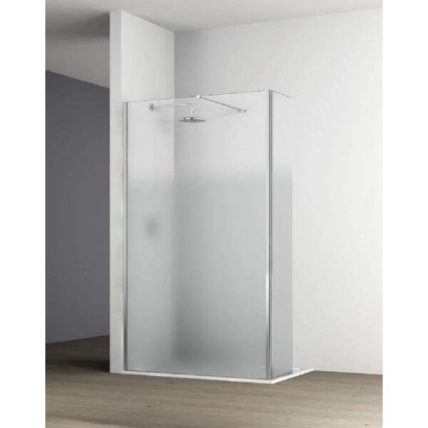 Box doccia walk-in t.b.t. con vetro satinato e telaio argento.