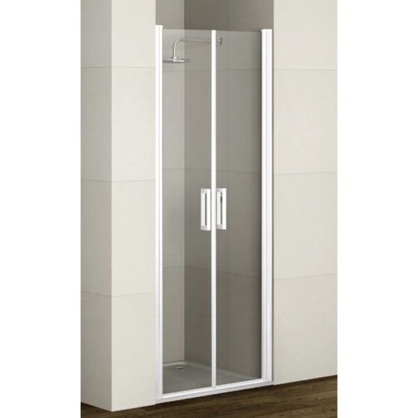 Box doccia t.b.t. con porta a soffietto, telaio argento. Ideale per bagni piccoli.
