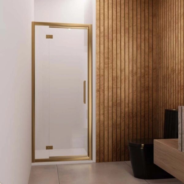 Porta scorrevole box doccia Lux Dx 8 mm nicchia trasparente 97/100 cm oro spaz