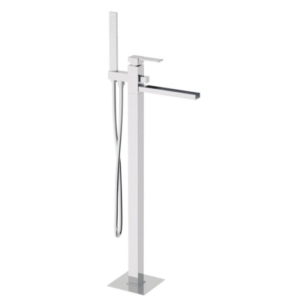 Miscelatore per vasca freestanding cromato con doccetta.