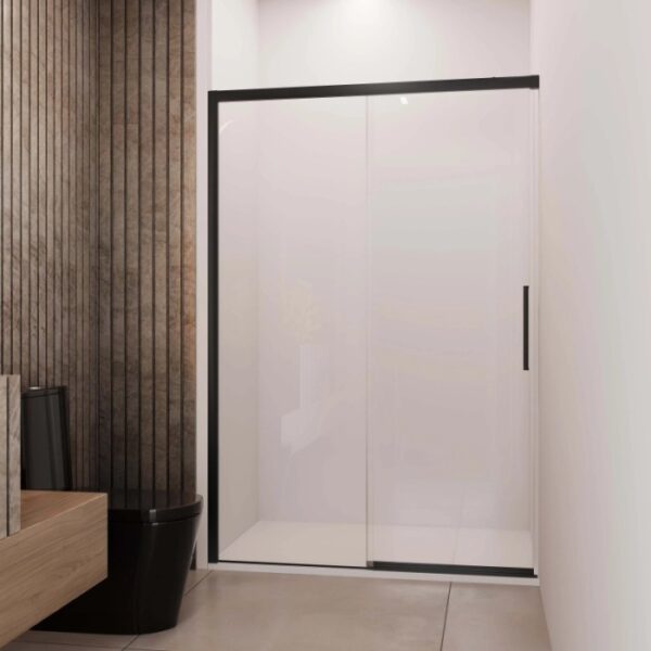 Porta scorrevole doccia Lux sx nicchia est. 97-100 cm nero trasparente