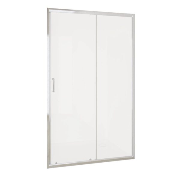 Box doccia t.b.t. con porta scorrevole e telaio argento.