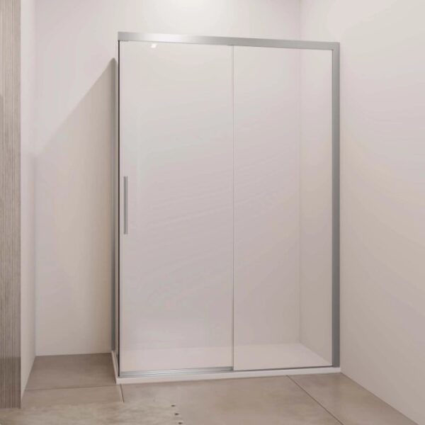 Porta scorrevole doccia Lux dx fisso est. 117-120 cm argento banda trasparente